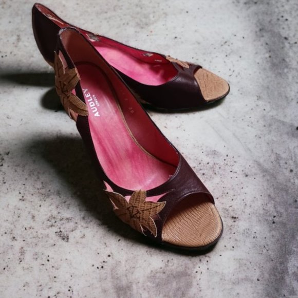 Audley  Leather Floral  Espadrille Open Toe Wedge Sandals  Size 8.5 - Picture 4 of 14